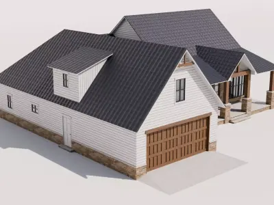 Farmhouse Style House Model 2 Low-poly 3D model