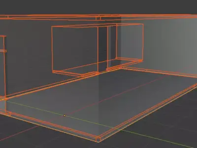 Room low poly with orange door 3D model