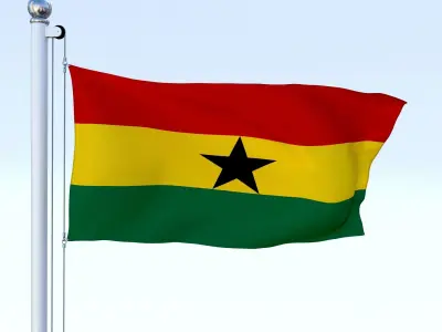 Animated Ghana Flag Low-poly 3D model