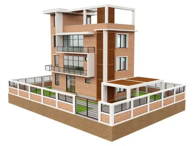 Modern Brick House 2 3D model