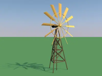 Origami animated windmill 3D model