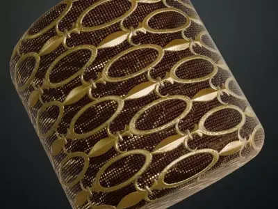 Luxurious Ornamental Gold Filigree Security Grill PBR Seamless Texture