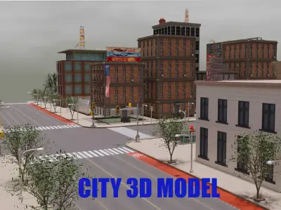City Low-poly 3D model Low-poly 3D model