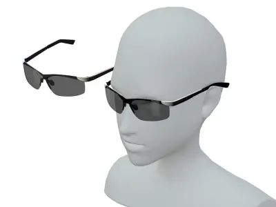 Cartoon High Poly Subdivision Glasses Black Low-poly 3D model