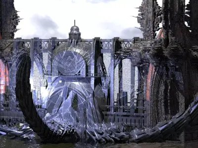 Knights Templar Sci Fi Tower Bridges 4 3D model