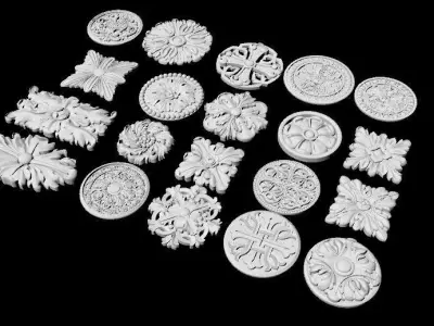 20 high quality carved rosettes 3D model