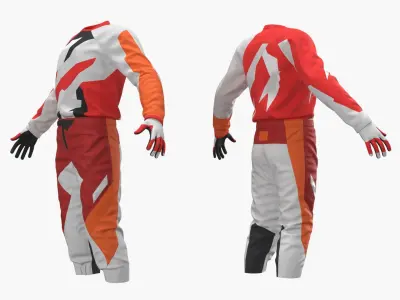  Kids Motocross Gear Set Red-Orange 