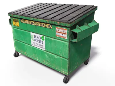 Worn Dumpster Trash can Outdoor Low Poly Game Asset Low-poly 3D model