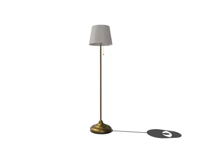 Classic Floor Lamp Brass Base with Fabric Shade 3D Model 3D model