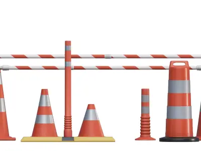 Set of Road Traffic Cones 3D model
