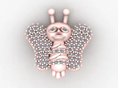Butterfly Diamond pendant for women 3d Printable Model 3D print model