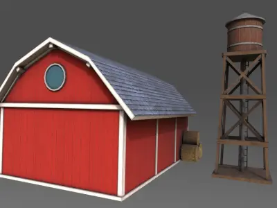 Low Poly Stylized Farm Set Low-poly 3D model