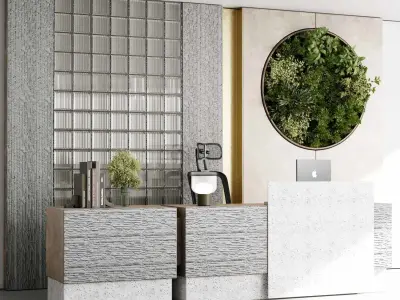 Reception Desk and Glass block Reception 3D model