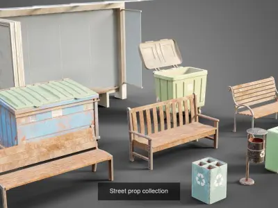 Abandoned city street collection 3D Model Pack