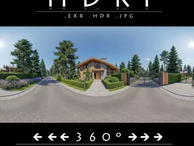 Luxury Modern Wooden Chalet in Pine Forest Suburb HDRI 360 Pano 3D model