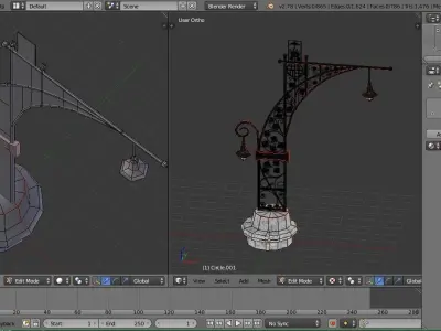 Streetlight Antoni Gaudi i Cornet and Pere Falques Low-poly 3D model