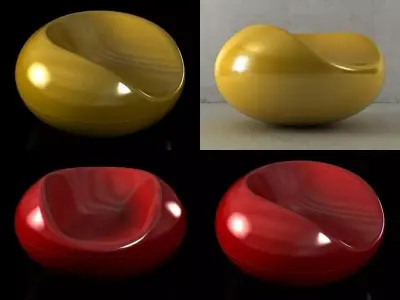 P C four different colored spheres 3D model
