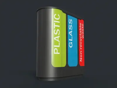 Street Trash Can 29 PBR Game Ready Low-poly 3D model