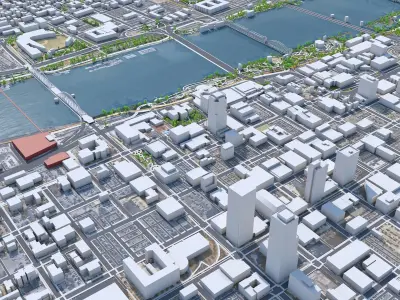 Little Rock Downtown Arkansas USA Low-poly 3D model