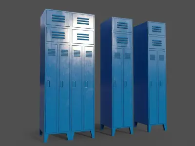 PBR School Gym Locker 10 - Blue Light Low-poly 3D model