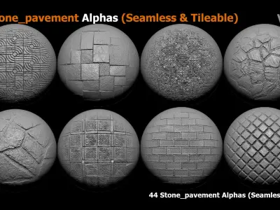 44 Stone pavement Alphas Seamless  Tileable 3D model