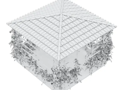 Bower wooden gazebo with vines growing 3D model