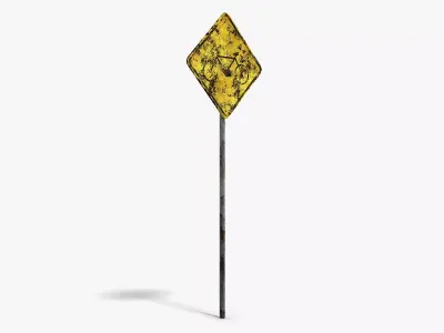 Damaged Bike Sign Low-poly 3D model