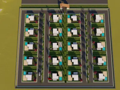 3D Villa Family House Neighborhood 3D model 3D model
