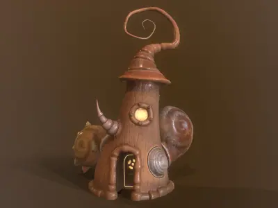 Stylized Shell Gnome House Low-poly 3D model