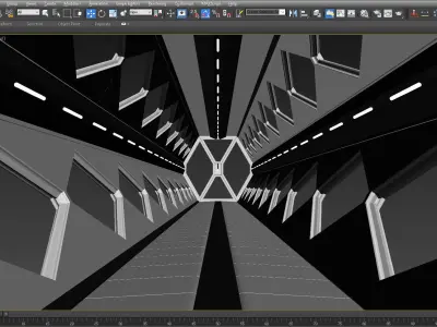SCI FI INTERIOR SCENE SPACE SHIP CORRIDOR Low-poly 3D model
