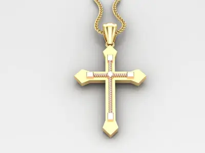 High Cross Pendant Light Gold 18K 4CP076 3D print model