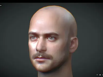 Male head Realistic Perfect Head Low-poly 3D model