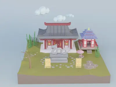 Low Poly Exterior Worlds Low-poly 3D model