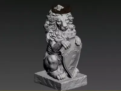 Plaster lion sculpture 3D model