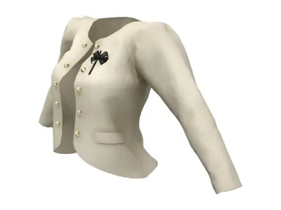 Ladies Slim Blazer Open Front with Brooch Low-poly 3D model