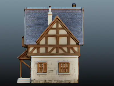 Mediaval fantasy stone house High-Poly 3D model
