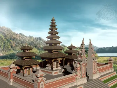 Balinese Temple Complex Low-poly 3D model