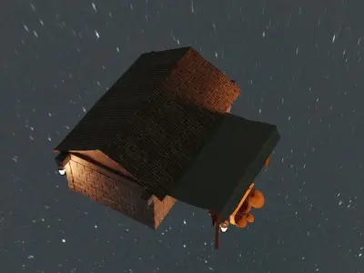 The Grocery house in night sky 3D model