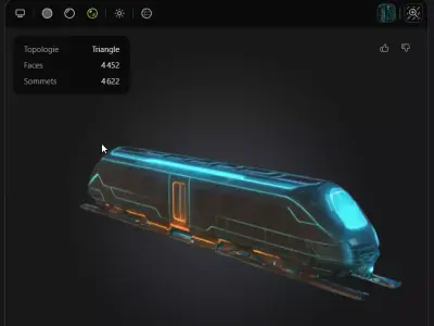 Futuristic Tron-Style Train Lowpoly Low-poly 3D model
