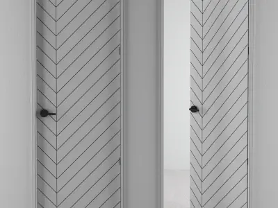 Chevron-door herringbone interior doors Free 3D model