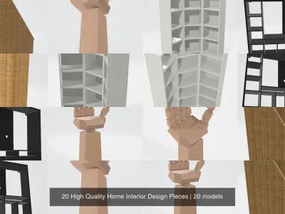 20 High Quality Home Interior Design Pieces 3D Model Pack