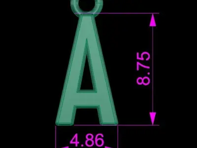 LONG NARROW LETTER PENDANT CHARM FRAME 3D print model
