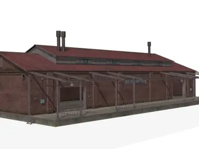 brick warehouse Low-poly 3D model