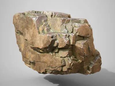 Blocky cliff Low-poly 3D model