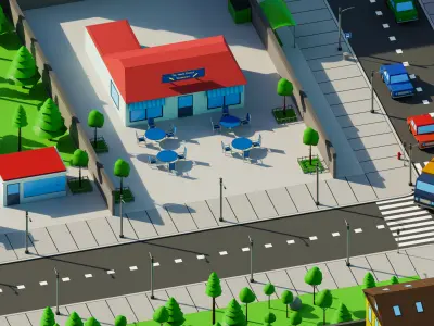 Low Poly Town Pack Low-poly 3D model