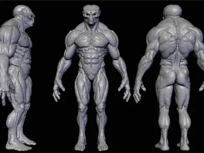 Realistic Alien 10 Sculpt 3D model