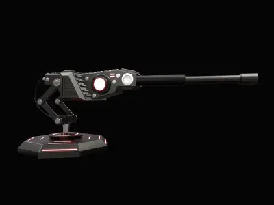 LowPoly Sci-Fi Turret V1 Updated Low-poly 3D model