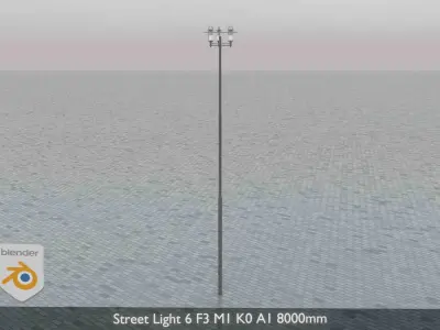 Street Light 6 F3 M1 K0 A1 8000mm Low-poly 3D model