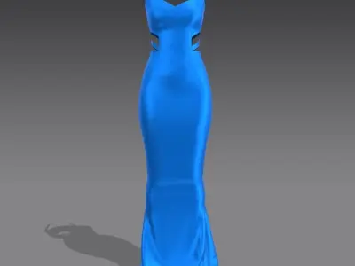 Dress fish skirt and heart neckline Low-poly 3D model