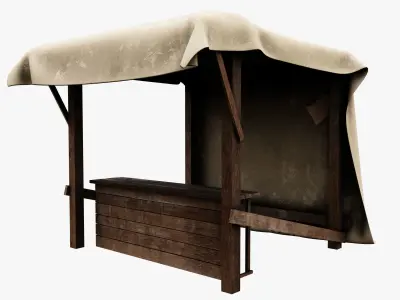 Market Stall Cotton Low-poly 3D model